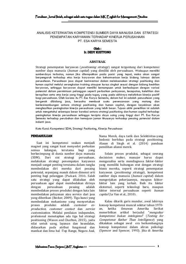 Journal 01 12-2015, ANALISIS KETERKAITAN KOMPETENSI SUMBER 