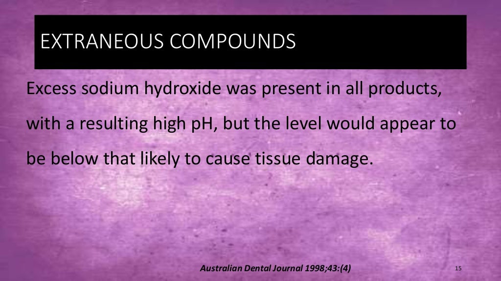 Sodium hypochlorite and its use as an endodontic irrigant Australian