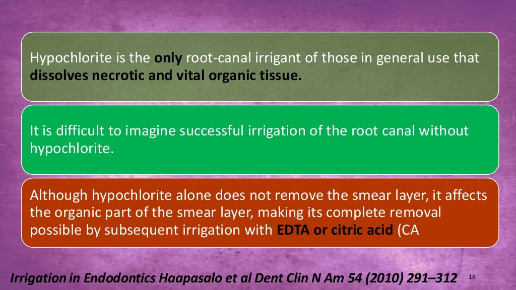 Sodium hypochlorite and its use as an endodontic irrigant Australian