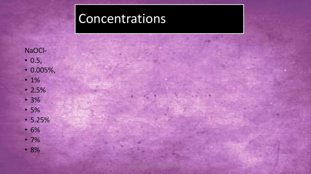 Sodium hypochlorite and its use as an endodontic irrigant Australian