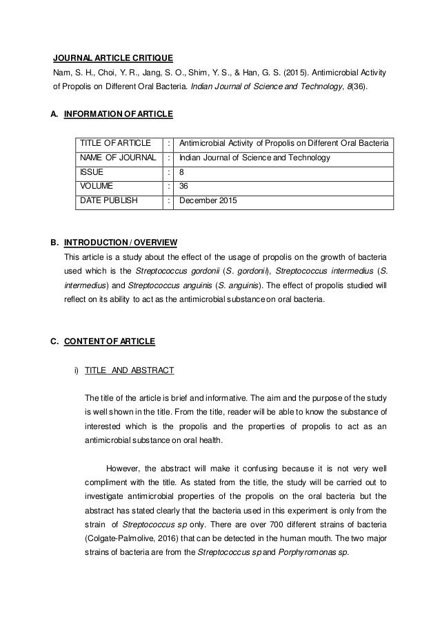 journal critique format