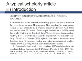 A typical scholarly article
iii) Introduction

 