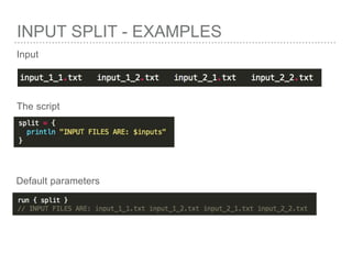INPUT SPLIT - EXAMPLES
Input
The script
Default parameters
 