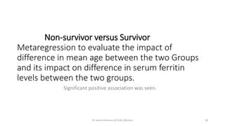 Non-survivor versus Survivor
Metaregression to evaluate the impact of
difference in mean age between the two Groups
and it...