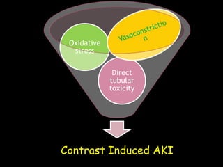 Contrast Induced AKI
Direct
tubular
toxicity
Oxidative
stress
 