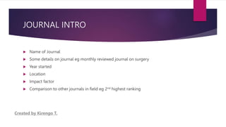 JOURNAL CLUB PRESENTATION TEMPLATE DOCUMENT | PPT
