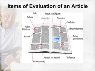Items of Evaluation of an Article
 