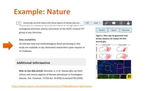 Example: Nature
https://www.nature.com/articles/ncomms11758#additional-information
 