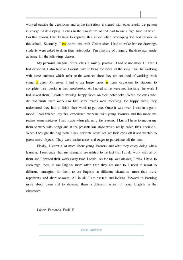 Journal entries Kindergarten Level