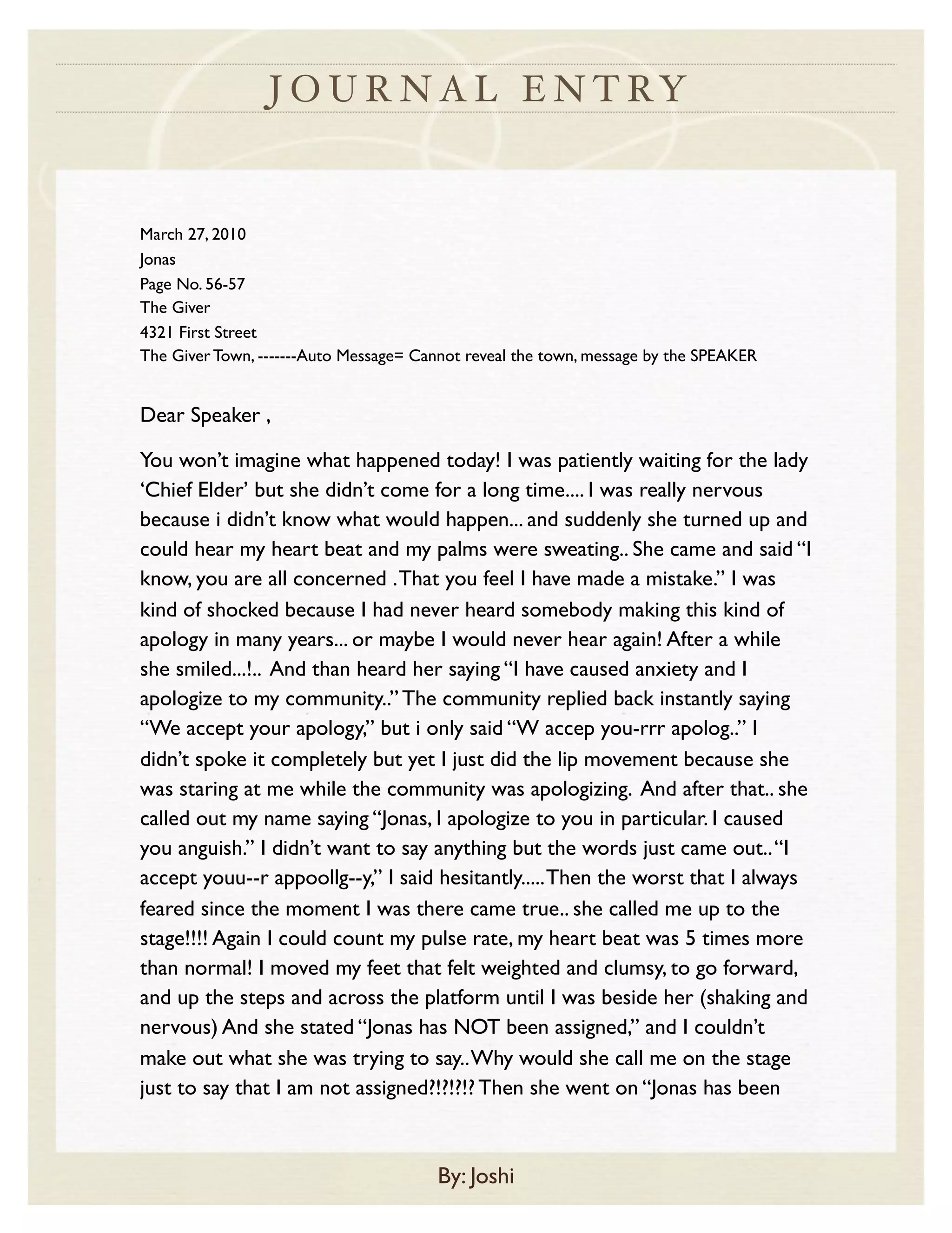 Journal entry (eng) | PAGES