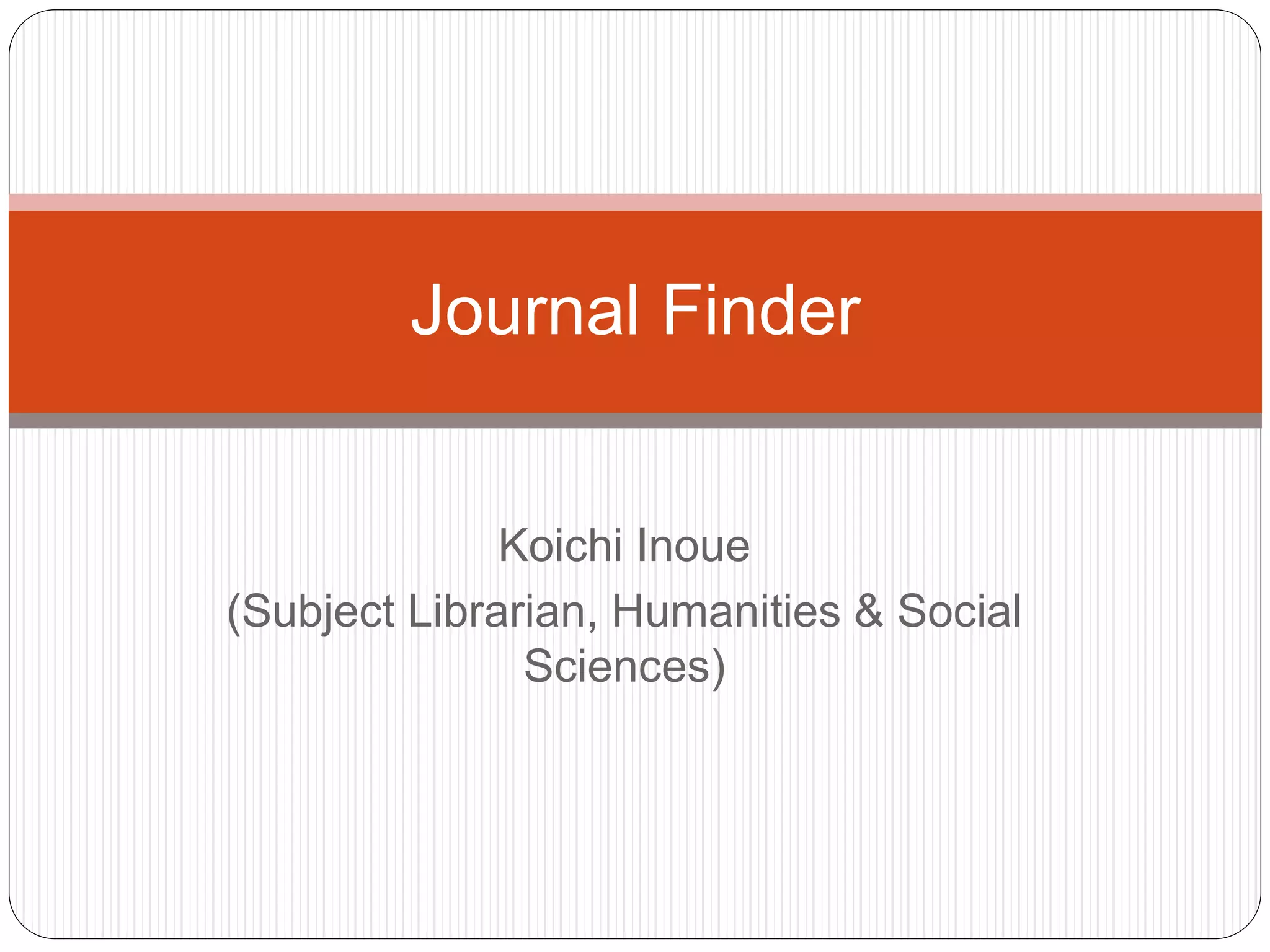 Journal Finder | PPT