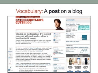 Vocabulary: A post on a blog
 