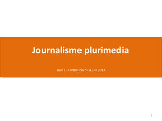 Journalisme plurimedia
     Jour 1 - Formation du 4 juin 2012




                                         1
 