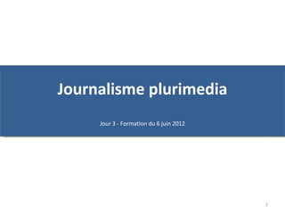 Journalisme plurimedia
     Jour 3 - Formation du 6 juin 2012




                                         1
 
