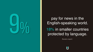 pay for news in the
English-speaking world.
18% in smaller countries
protected by language.
9% Reuters	report
 