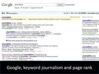 Google, keyword journalism and page rank