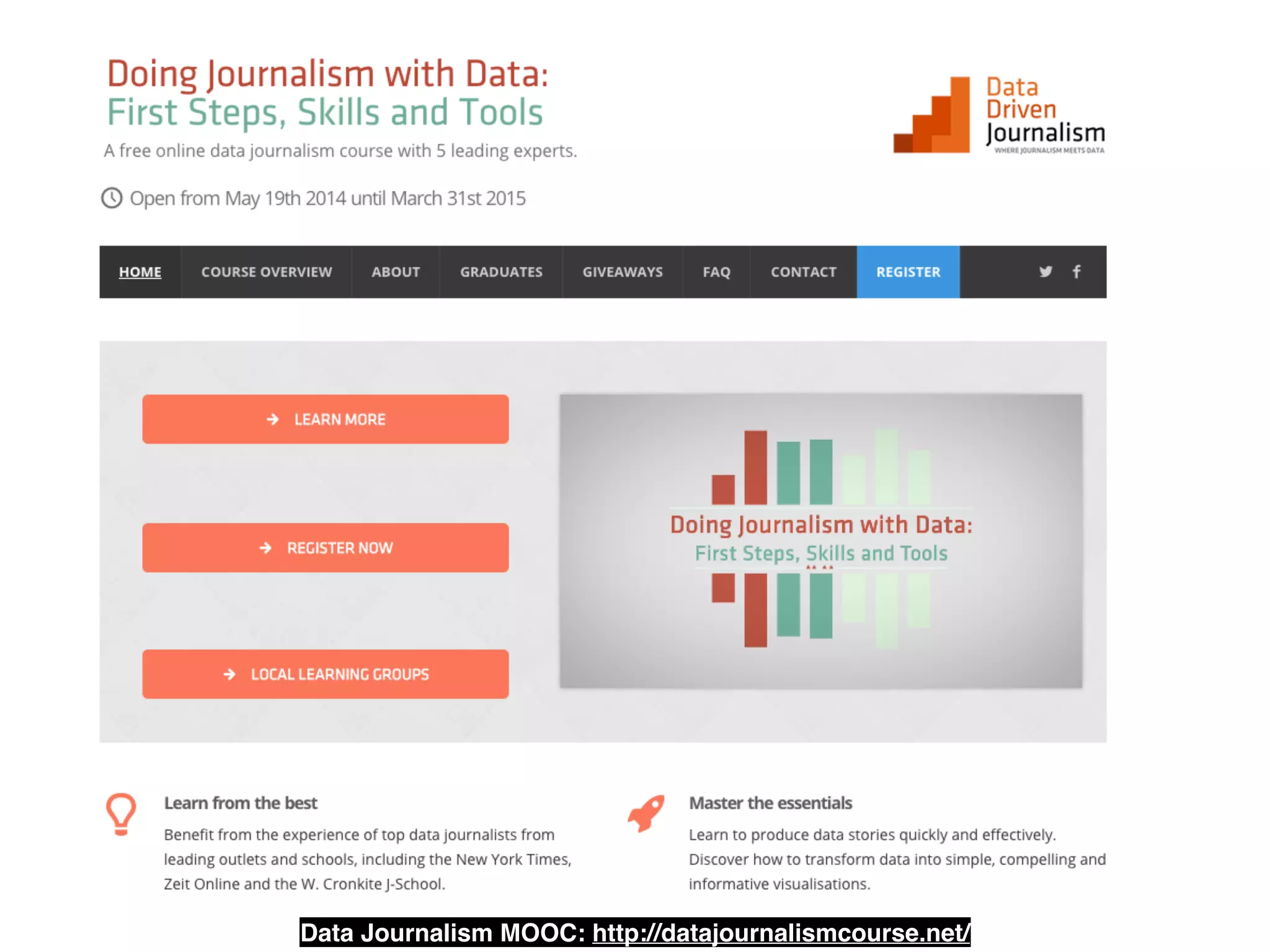 Data Journalism MOOC: http://datajournalismcourse.net/
 