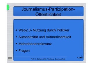 Journalismus, Partizipation, Öffentlichkeit (Witte)