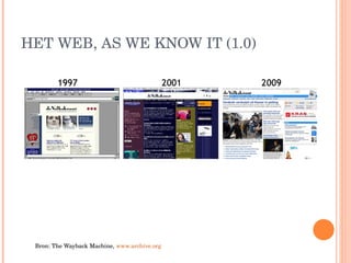HET WEB, AS WE KNOW IT (1.0) Bron:  The Wayback Machine,  www.archive.org   