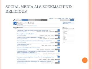 SOCIAL MEDIA ALS ZOEKMACHINE: DELICIOUS 