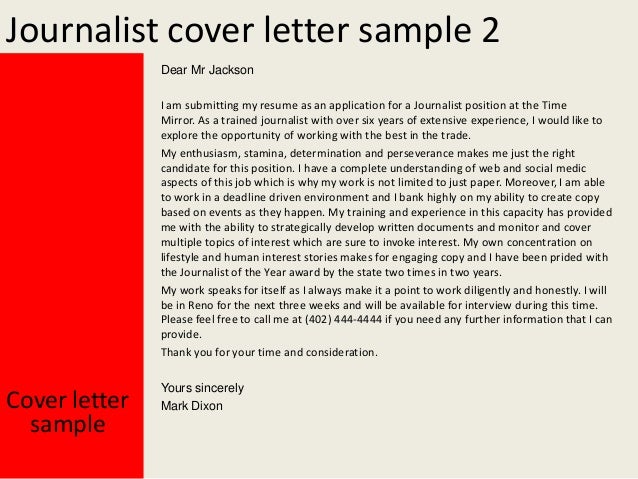 Journalist cover letter