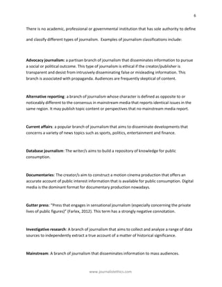 Journalistic Source. Example Journalist Ethics : A Template Checklist for a Post-truth Era | PDF