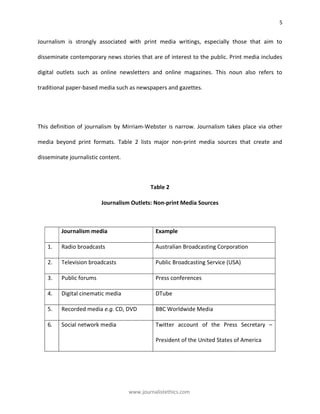Journalistic Source. Example Journalist Ethics : A Template Checklist for a Post-truth Era | PDF