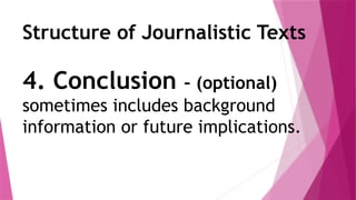 Short Journalistic Text Example Journalistic Texts (News and its elements) | PPTX