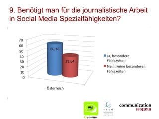 9. Benötigt man für die journalistische Arbeit
in Social Media Spezialfähigkeiten?
 