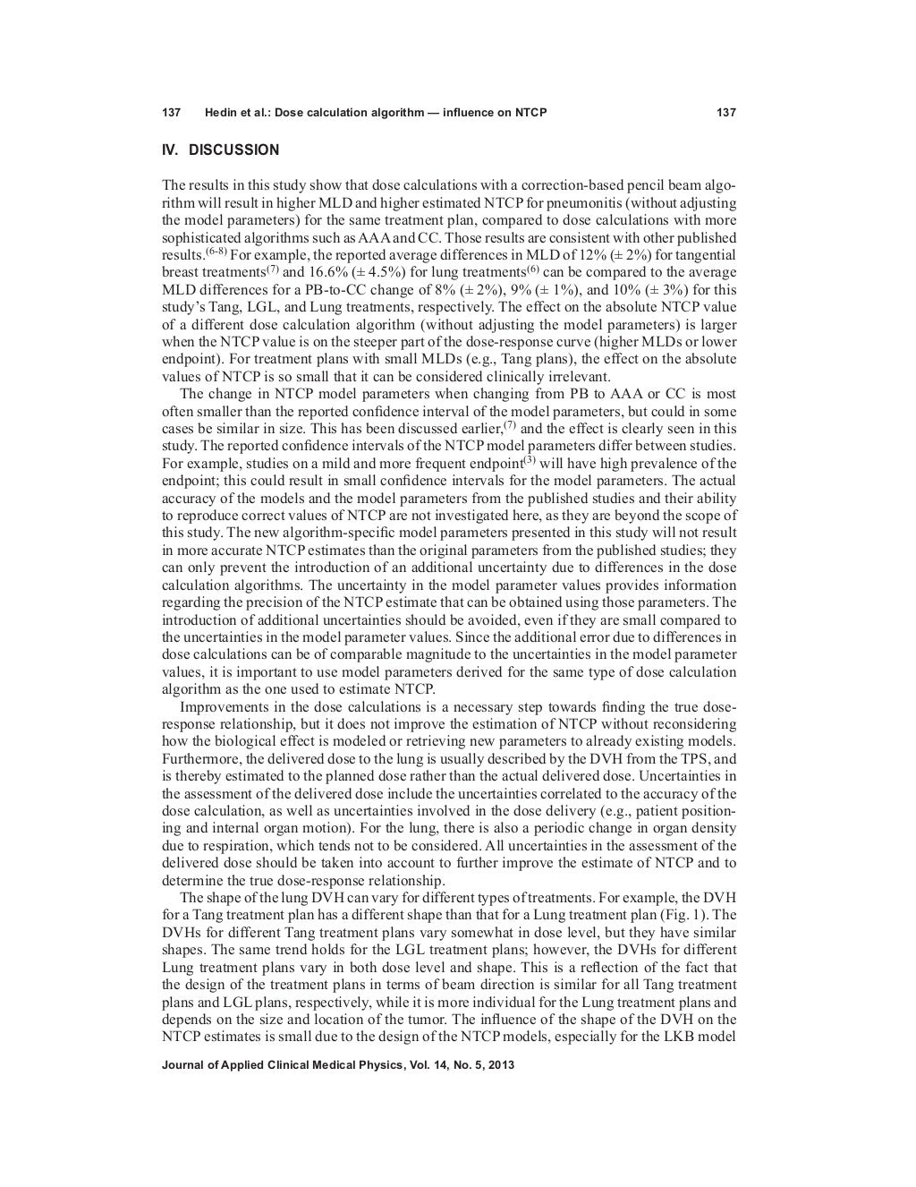 Journal of applied clinical medical physics Vol 14, No 5 (2013)