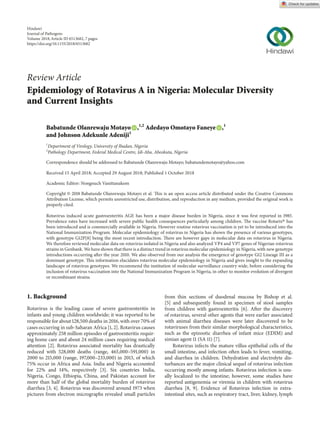 Journal of Pathogens - 2018 - Motayo - Epidemiology of Rotavirus A in ...