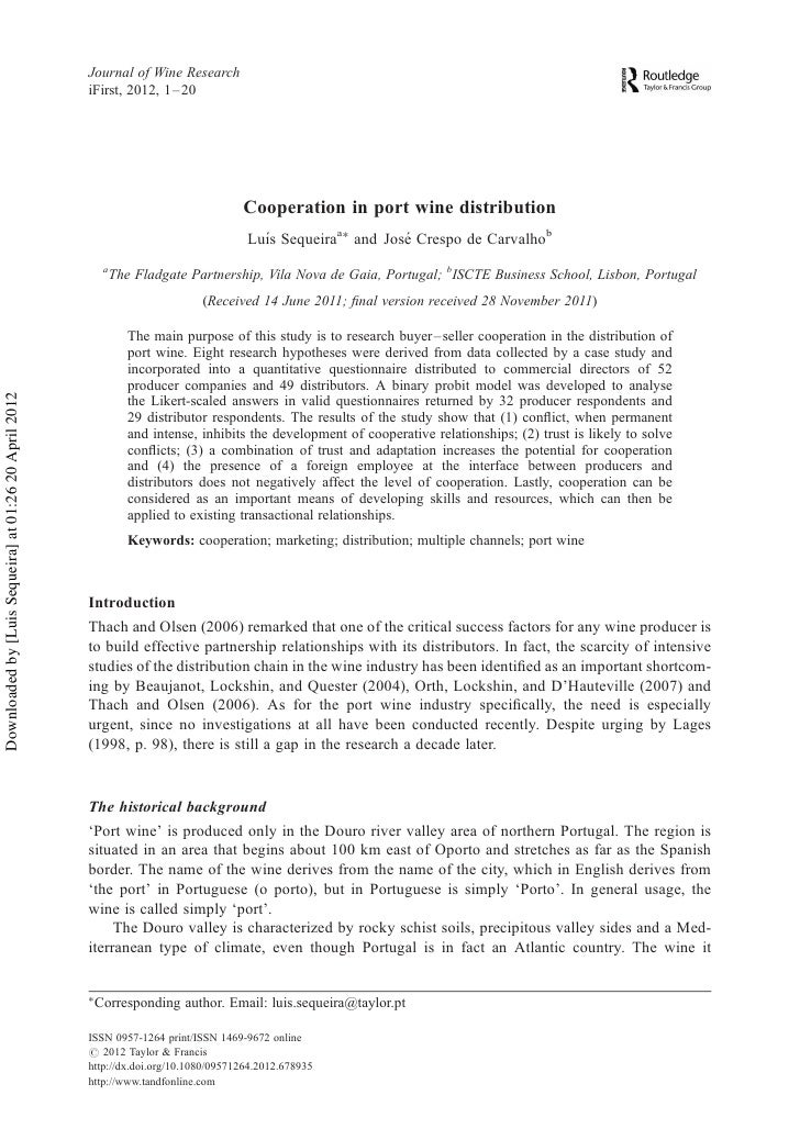 Journal Of Wine Research 2012