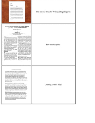 The -Second Trick for Writing a Page Paper in
PDF Journal paper
Learning journal essay
 