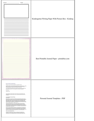 Kindergarten Writing Paper With Picture Box - Kinderg
Best Printable Journal Paper - printablee.com
Personal Journal Templates - PDF
 