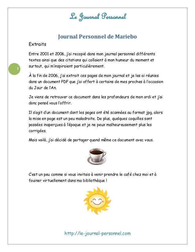 Journal Personnel de MarieBo  Extraits