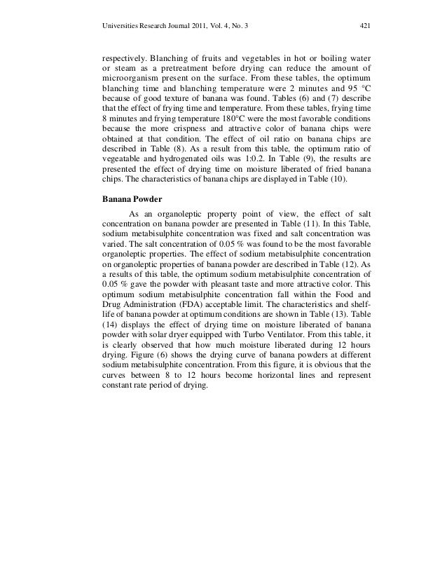 Journal preparation of banana chips and banana powder