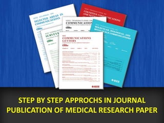 STEP BY STEP APPROCHS IN JOURNAL
PUBLICATION OF MEDICAL RESEARCH PAPER
 
