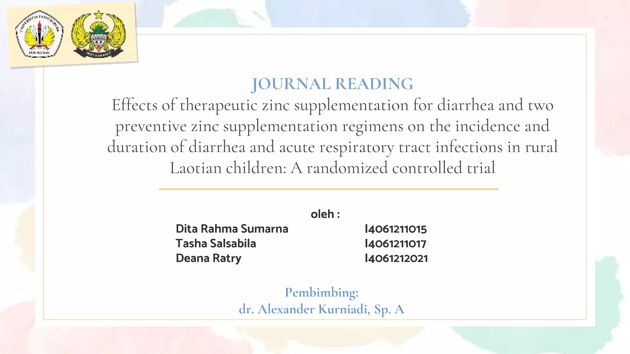 Journal Reading_Effects of therapeutic zinc supplementation for