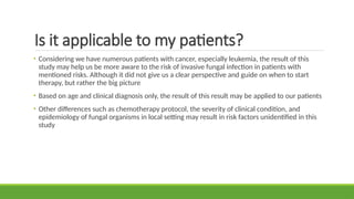 Risk factor for invasive fungal disease in pediatric cancer | PPTX
