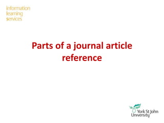 Parts of a journal article
reference
 