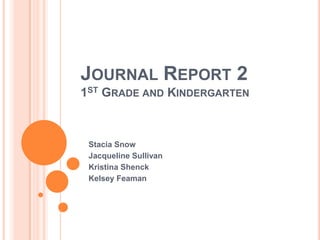 Journal Report 21st Grade and Kindergarten  Stacia Snow Jacqueline Sullivan Kristina Shenck Kelsey Feaman 