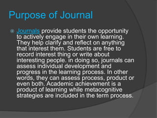 Journal As Assessment tool | PPT