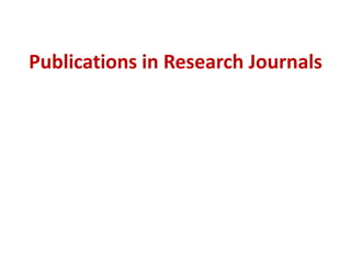 Publications in Research Journals
 