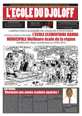 L’ECOLEDUDJOLOFFLE 1er JOURNAL SCOLAIRE DEPARTEMENTAL DU SENEGALN° 04 2016100 FCFA
COMPRENDRE LE DOMAINE I DU PROGRAMME DE...