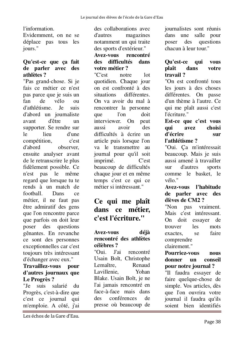 Journal de l'école