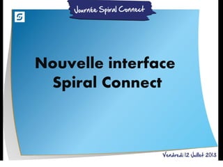 Nouvelle interface
Spiral Connect
 