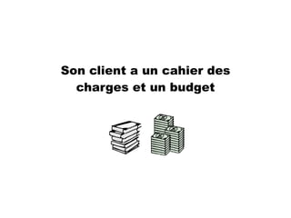 Son client a un cahier des
charges et un budget
 