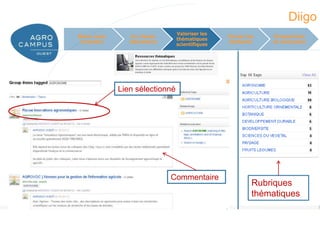 Diigo
                                Valoriser les
Mieux nous       Un réseau                      Former les      Perspectives
                                thématiques
 connaître      laboratoire                     étudiants       et conclusion
                                scientifiques




             Lien sélectionné




                              Commentaire
                                                         Rubriques
                                                         thématiques



                                                             www.agrocampus-ouest.fr
 