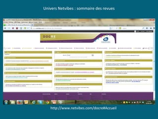http://www.netvibes.com/docre#Accueil
Univers Netvibes : sommaire des revues
 