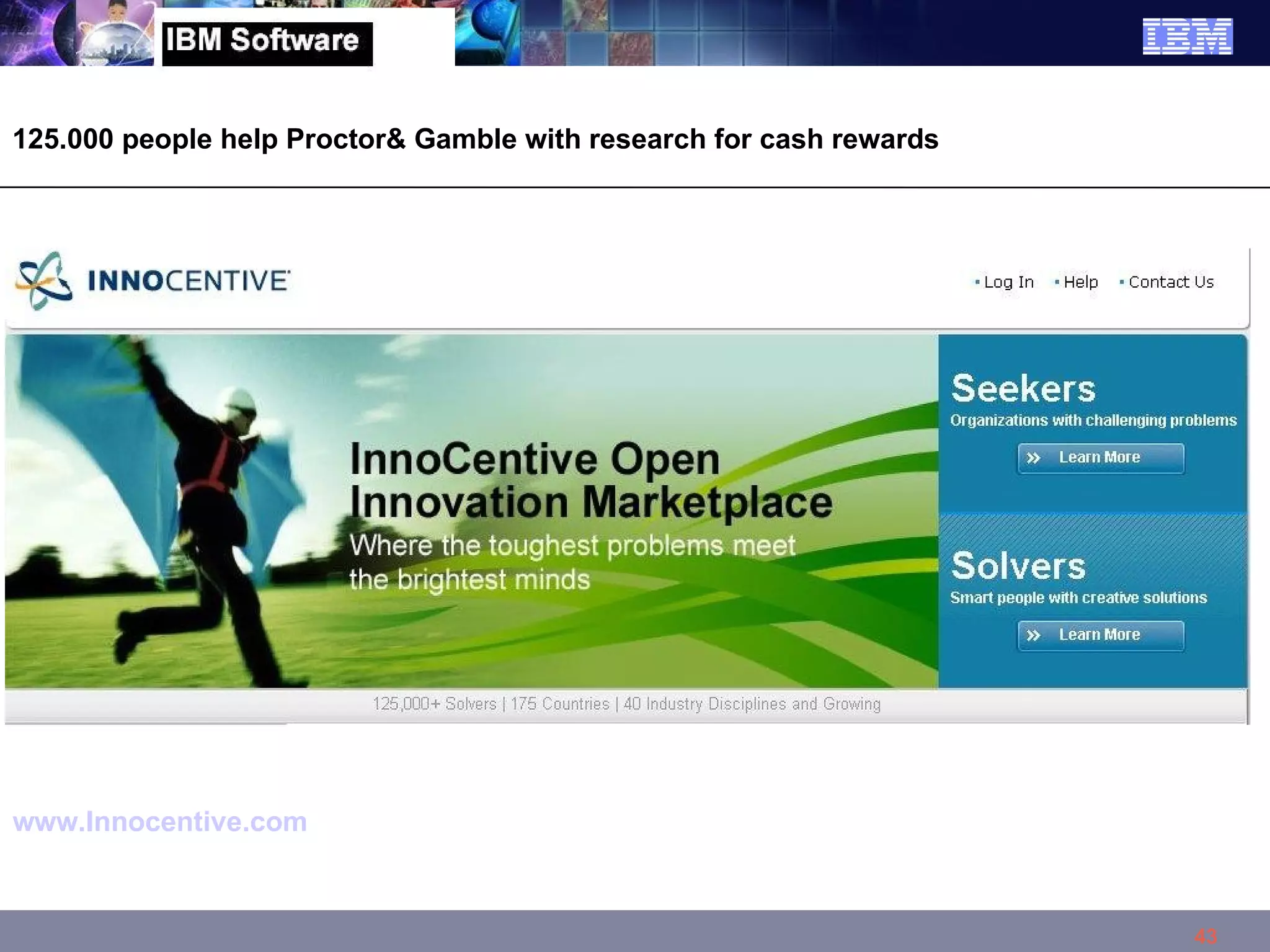 125.000 people help Proctor& Gamble with research for cash rewards www.Innocentive.com   